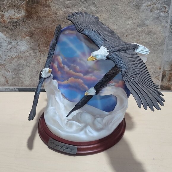 Bradford Exchange Decorative 3 D Plate Flying Eagle Figurine Wings of Glory Betw - Picture 14 of 14